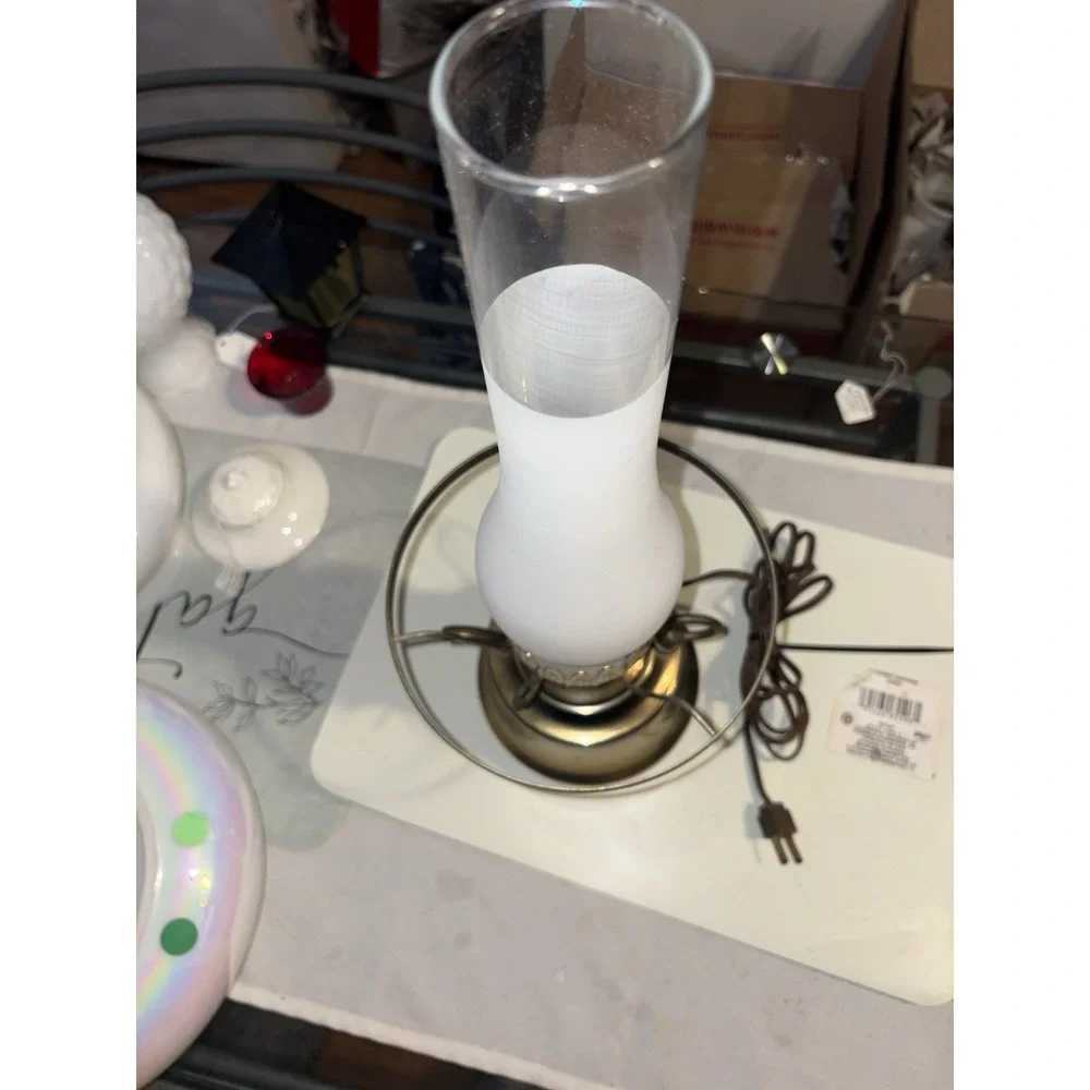 Vintage Brass Hurricane Electric Lamp 19